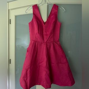 Hot pink silk dress vineyard vines